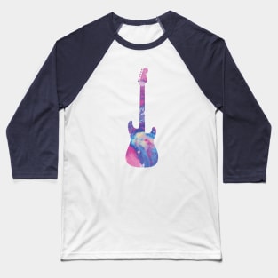 S-Style Electric Guitar Watercolor Texture Baseball T-Shirt